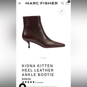 Marc Fisher Dark Brown Kitten Heel Ankle Booties